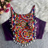 Purple Pure Cotton Heavy Thread + Kaudi & Hand Mirror Work Navratri Blouse