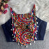 Navy Blue Pure Cotton Heavy Thread + Kaudi & Hand Mirror Work Navratri Blouse