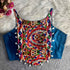 Teal Blue Pure Cotton Heavy Thread + Kaudi & Hand Mirror Work Navratri Blouse