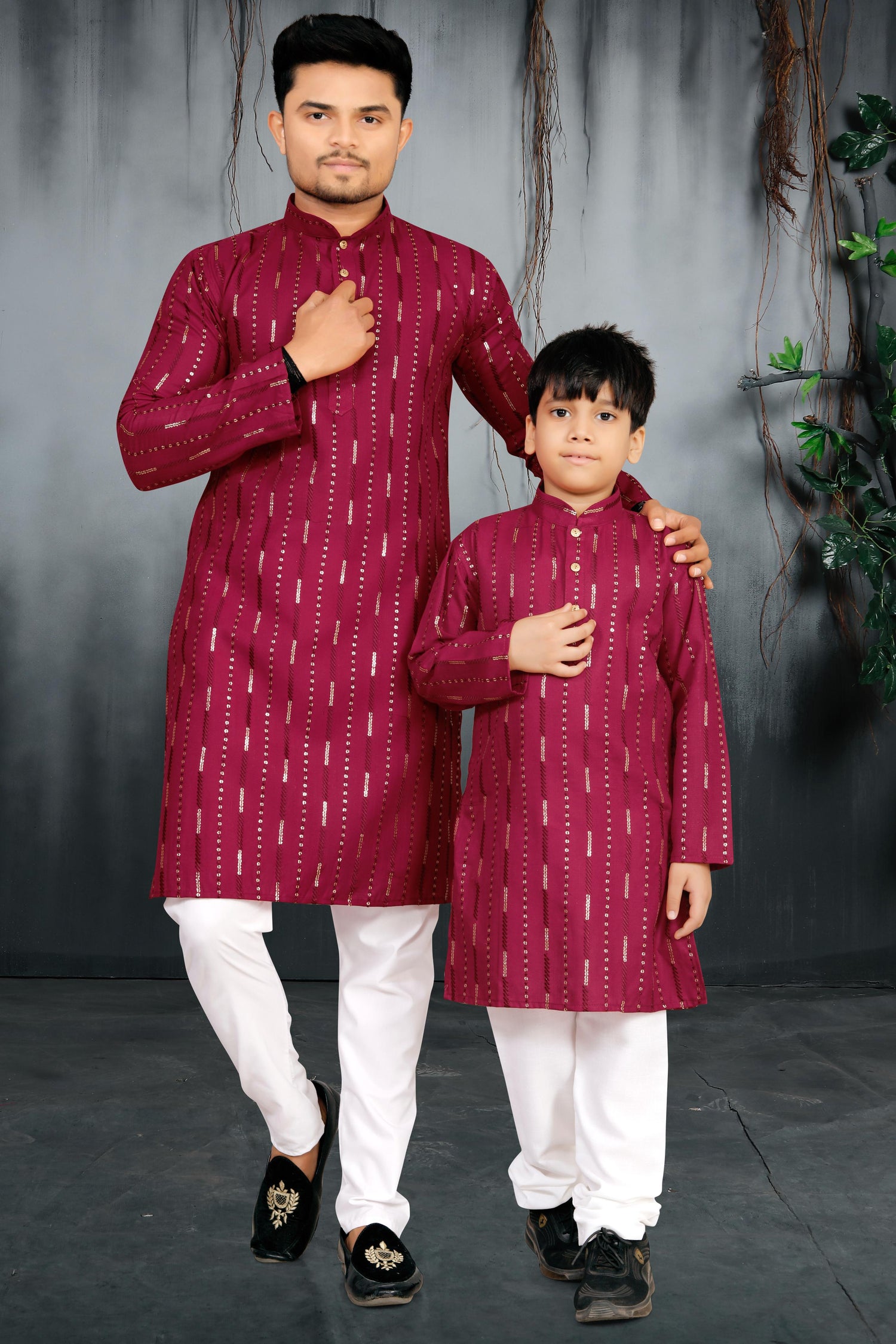 Red Pure Soft Cotton Kurta Pajama With Father &amp; Son Matching Combo Set