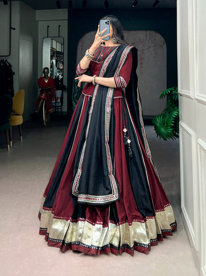 Multicolour Pure Chinon Silk Multi Coloured Navratri Lehenga Choli