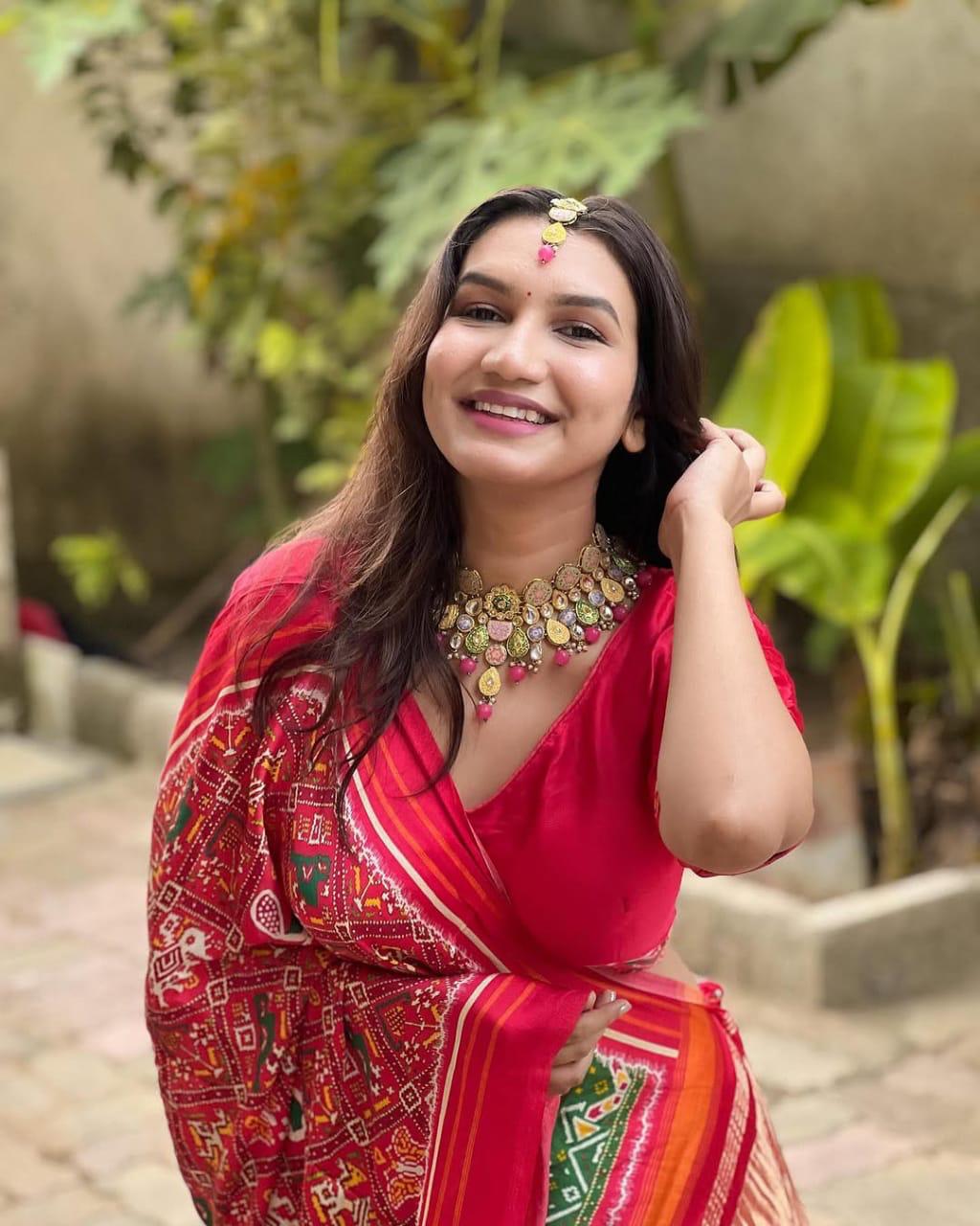 Red Pure Gajji Silk Bandhej Print With Lagadi Pallu Saree