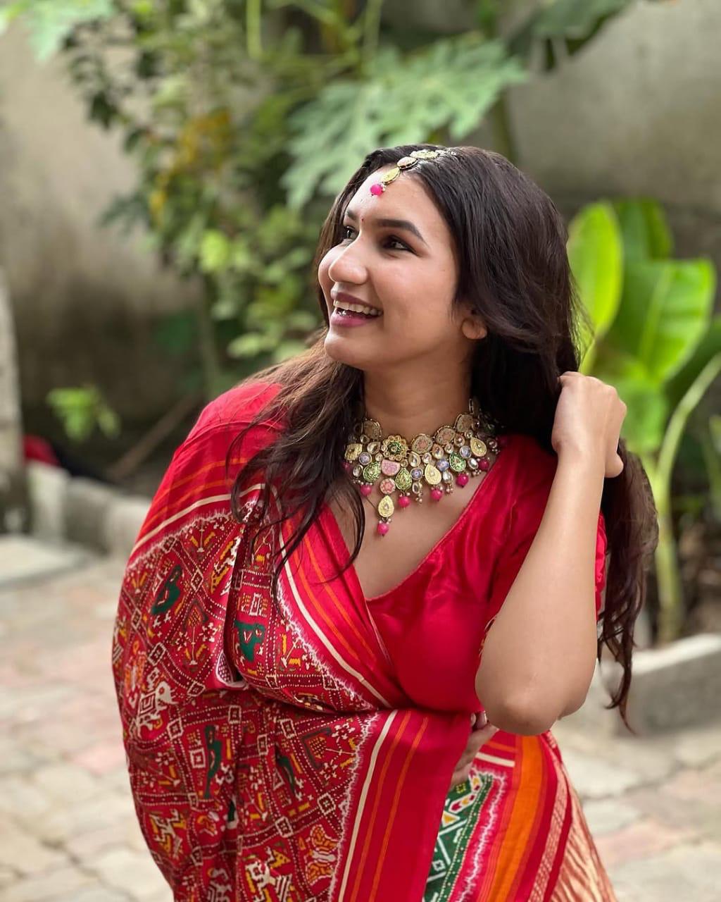 Red Pure Gajji Silk Bandhej Print With Lagadi Pallu Saree