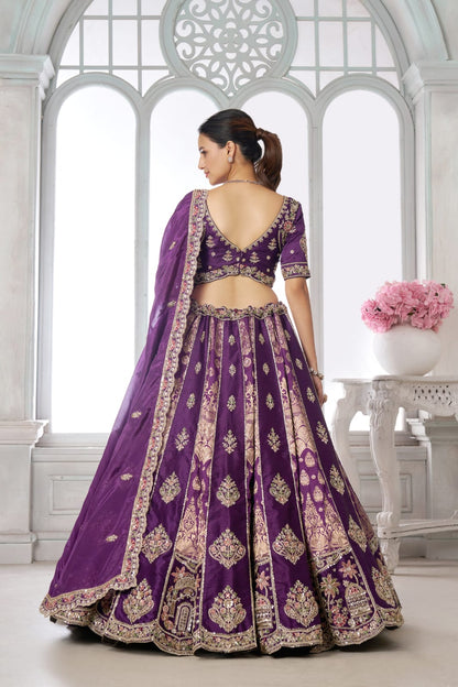 Purple Silk Lehenga Choli with Heavy Embroidery