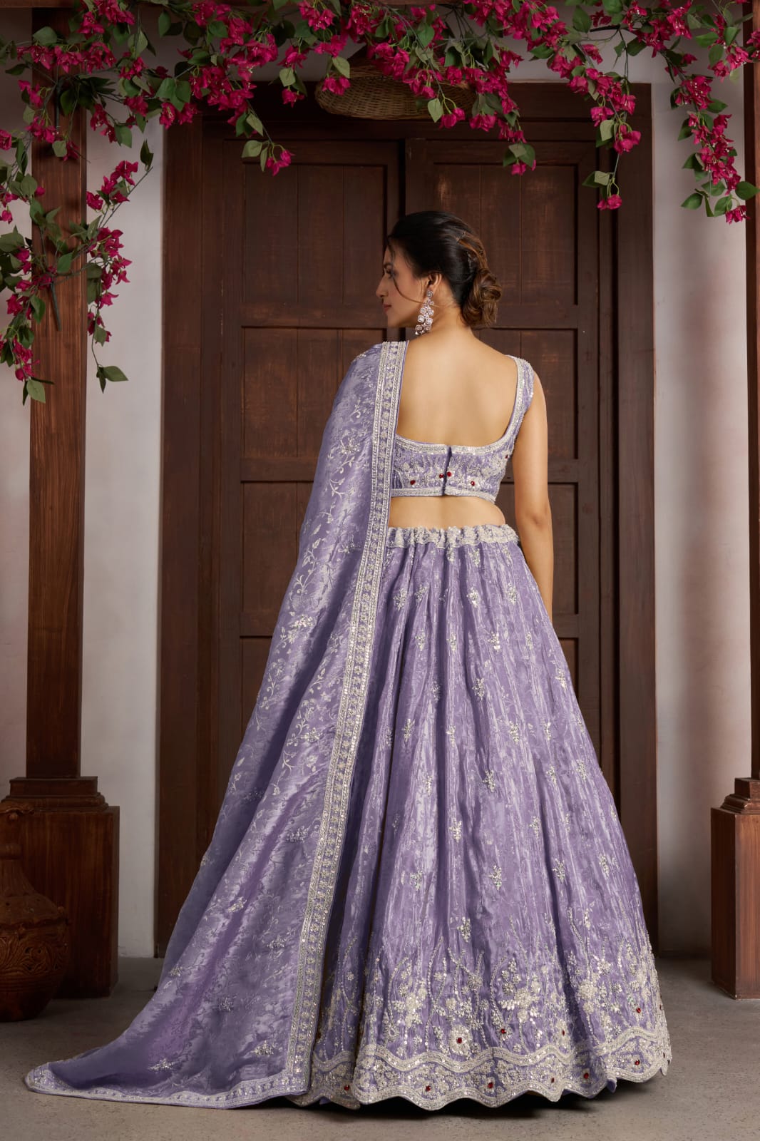 Lavender Purple Jari Tissue Lehenga Choli with Dupatta