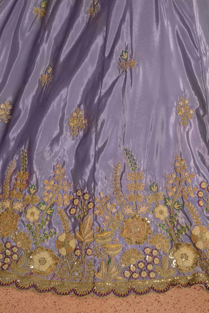 Lavender Silk Embroidered Lehenga Choli with Dupatta