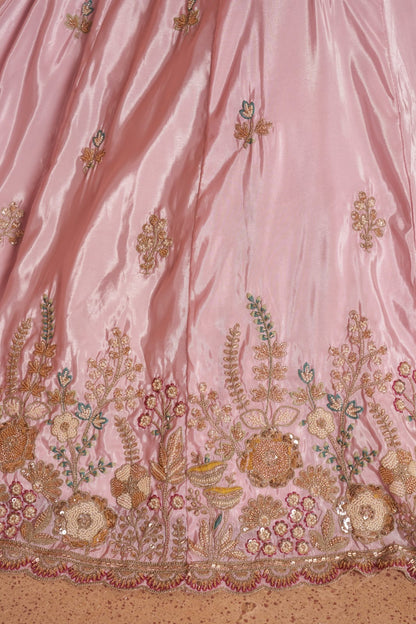 Blush Pink Silk Embroidered Lehenga Choli with Dupatta