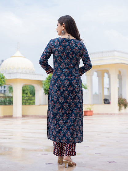 Navy Blue Pure Soft Rayon Print Salwar Suit