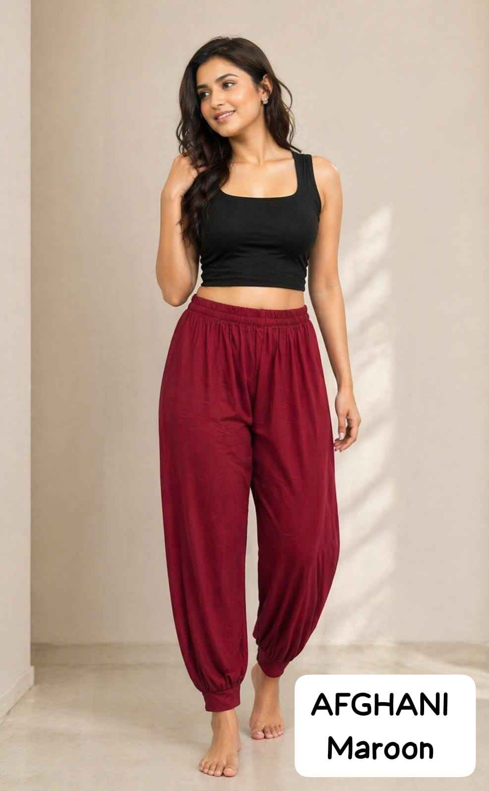 Maroon Pure Heavy Rayon Casual Afghani Pants Wear Plazzo