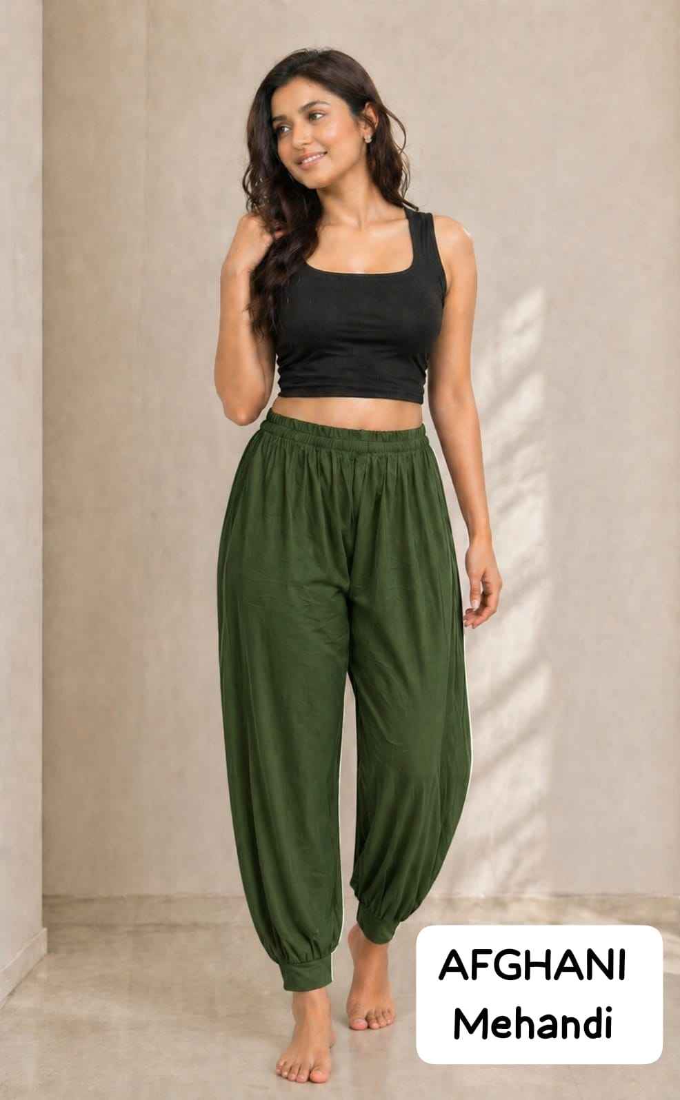 Green Pure Heavy Rayon Casual Afghani Pants Wear Plazzo