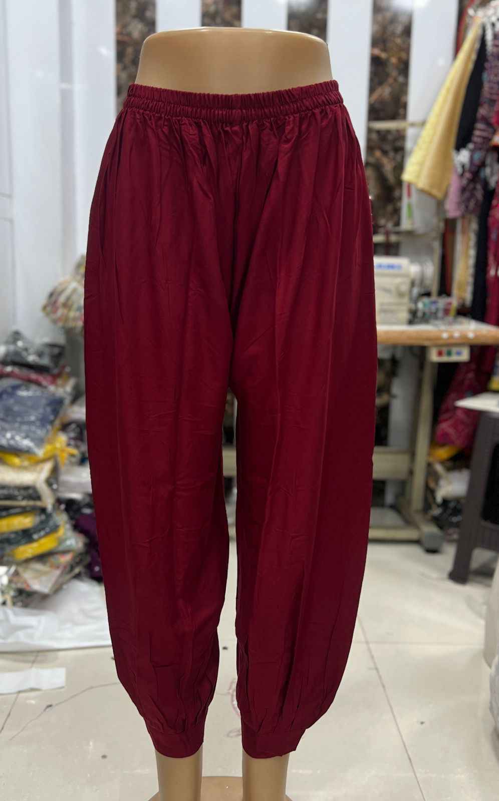 Maroon Pure Heavy Rayon Casual Afghani Pants Wear Plazzo