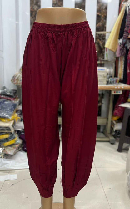 Maroon Pure Heavy Rayon Casual Afghani Pants Wear Plazzo