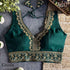 Green Heavy Pure Soft Roman Silk With Tricot Fuising V Neck Blouse