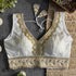 White Heavy Pure Soft Roman Silk With Tricot Fuising V Neck Blouse