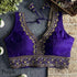 Purple Heavy Pure Soft Roman Silk With Tricot Fuising V Neck Blouse