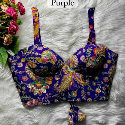 Purple Pure Heavy Banarasi Position Work Corset Style Blouse