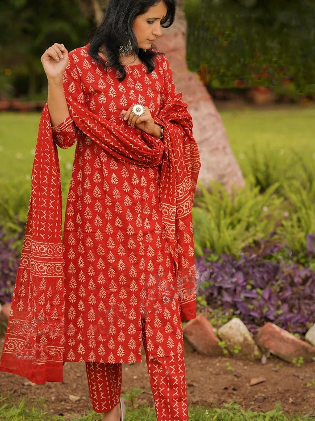 Maroon Blue Pure Soft Rayon Print Salwar Suit