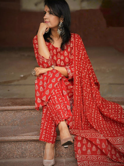 Maroon Blue Pure Soft Rayon Print Salwar Suit
