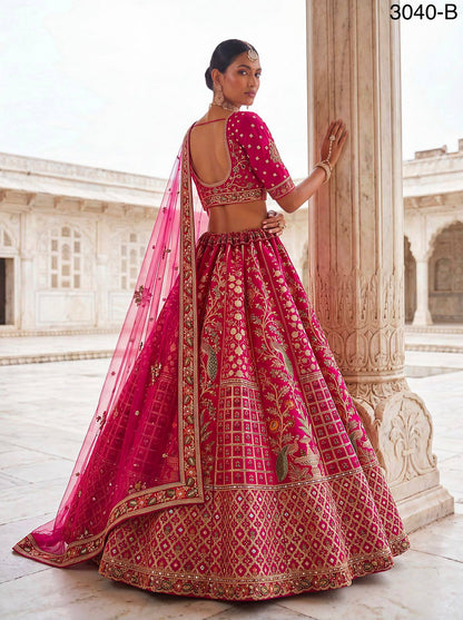 Rani Pure Soft Gadhwal Silk Heavy Embroidery Work Bridal Lehenga Choli