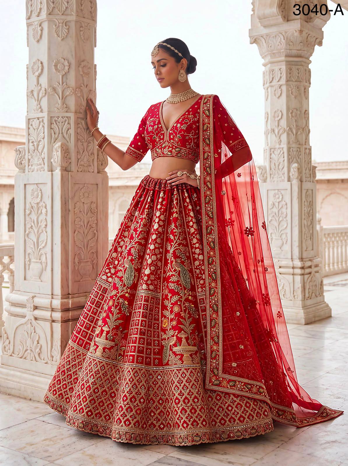 Red Pure Soft Gadhwal Silk Heavy Embroidery Work Bridal Lehenga Choli