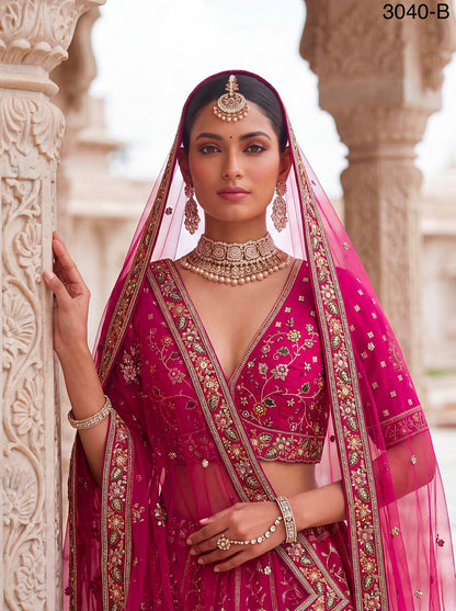 Rani Pure Soft Gadhwal Silk Heavy Embroidery Work Bridal Lehenga Choli