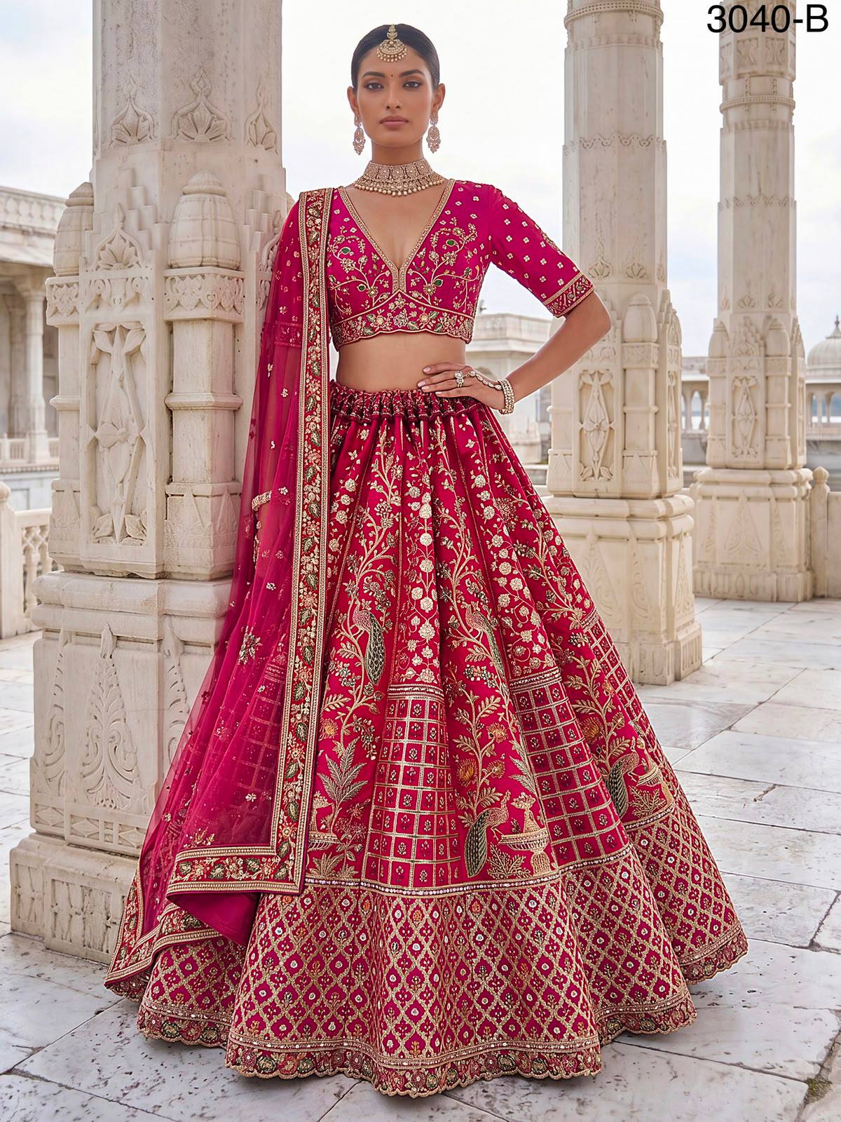 Rani Pure Soft Gadhwal Silk Heavy Embroidery Work Bridal Lehenga Choli