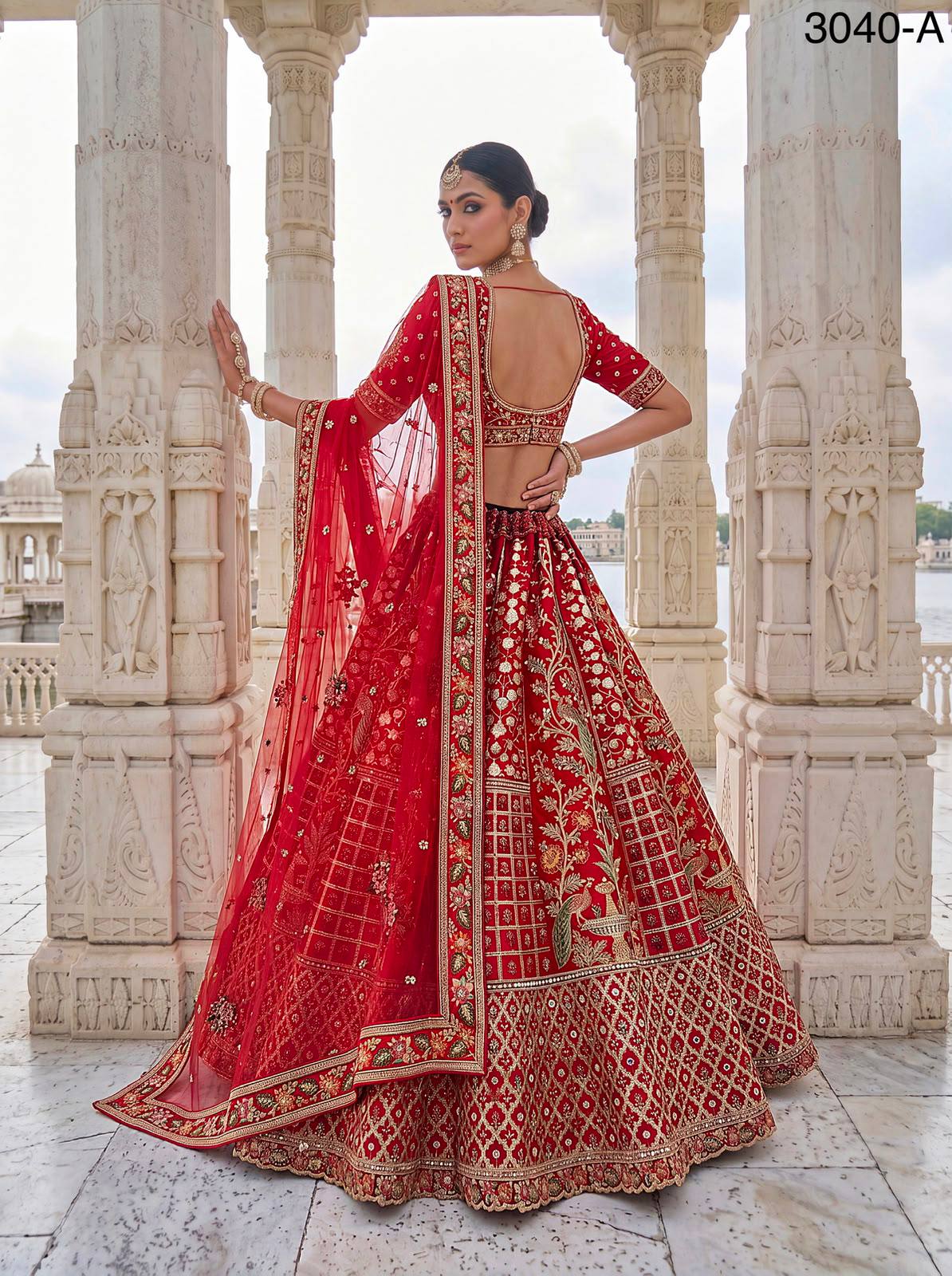 Red Pure Soft Gadhwal Silk Heavy Embroidery Work Bridal Lehenga Choli