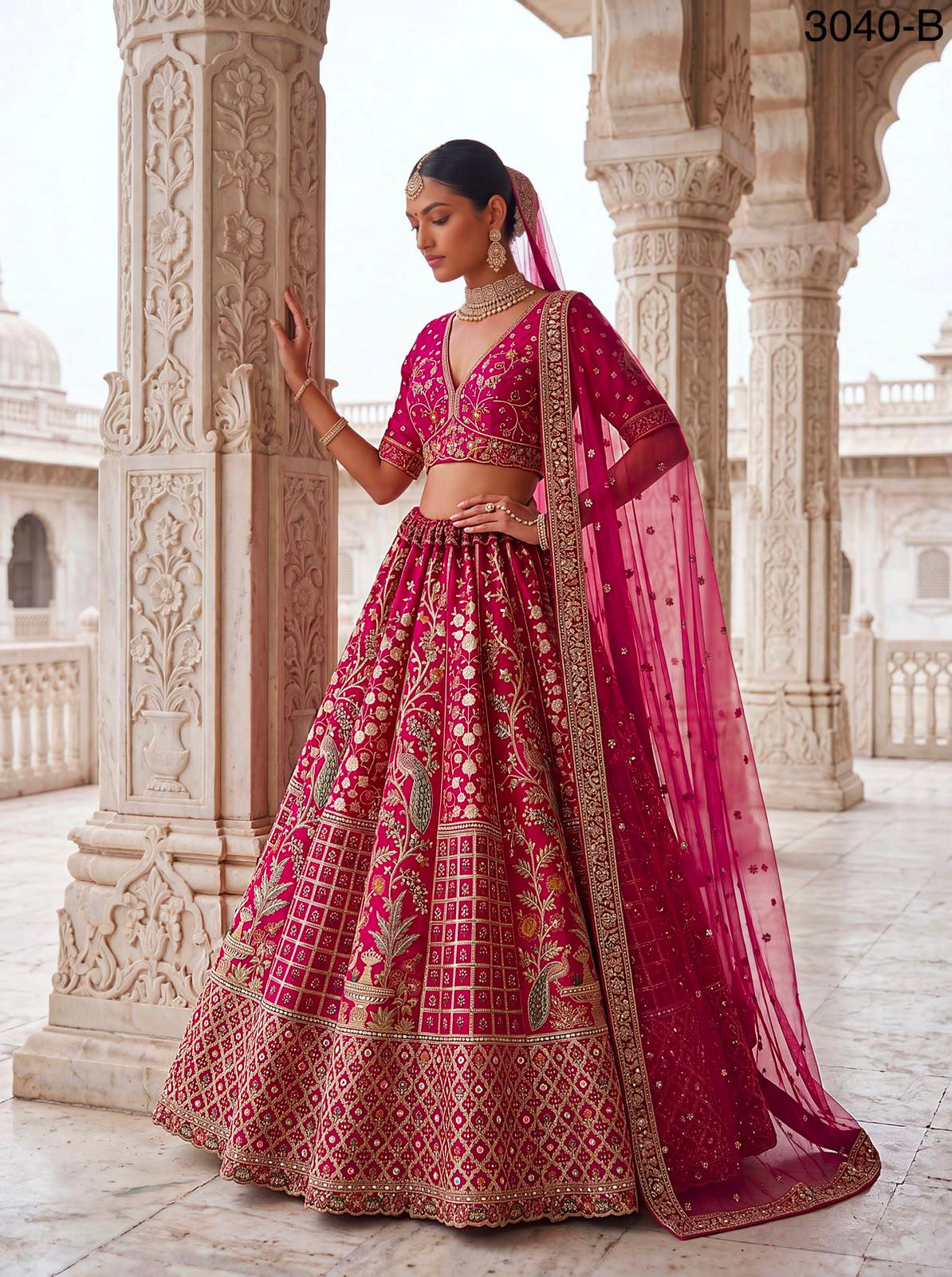 Rani Pure Soft Gadhwal Silk Heavy Embroidery Work Bridal Lehenga Choli