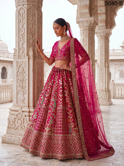 Rani Pure Soft Gadhwal Silk Heavy Embroidery Work Bridal Lehenga Choli