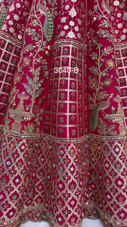 Rani Pure Soft Gadhwal Silk Heavy Embroidery Work Bridal Lehenga Choli