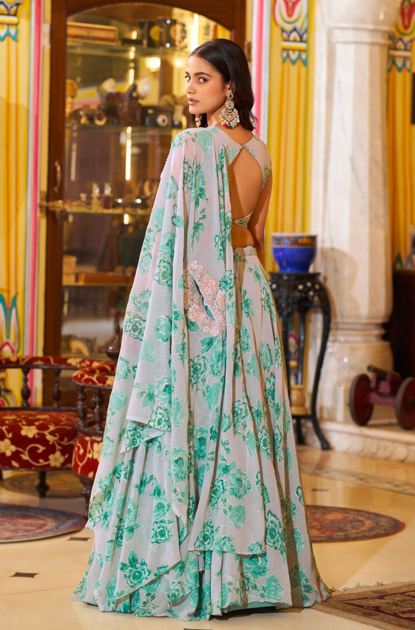 Pista Pure Georgette Silk Thread &amp; Sequins Work Lehenga Choli