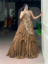 Coffee Pure Marble Thread & Sequins Work Lehenga Choli