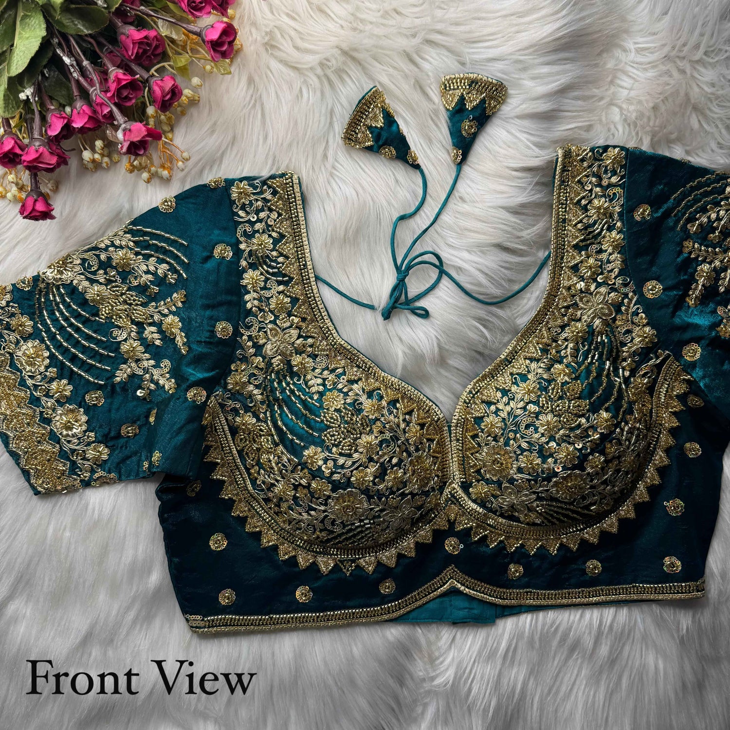 Morepeach Pure Heavy Pure Soft Fandy Silk Sequins Work Bridal Blouse
