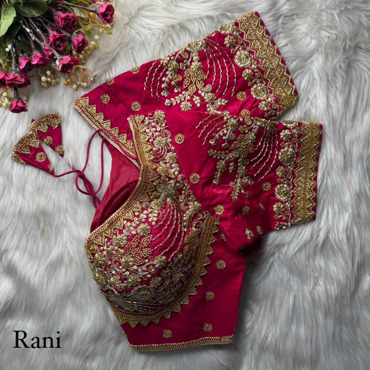Rani Pure Heavy Pure Soft Fandy Silk Sequins Work Bridal Blouse