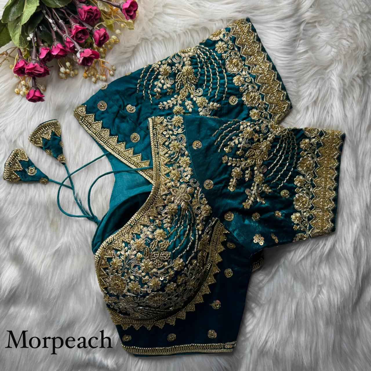 Morepeach Pure Heavy Pure Soft Fandy Silk Sequins Work Bridal Blouse