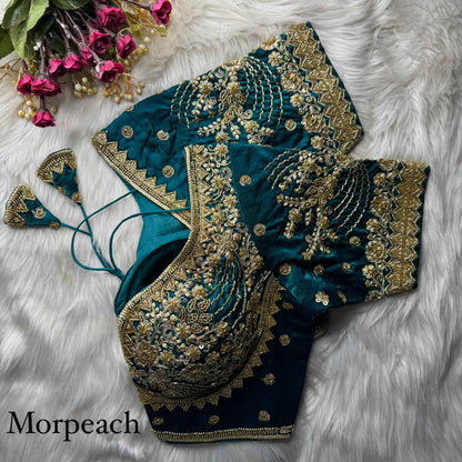 Morepeach Pure Heavy Pure Soft Fandy Silk Sequins Work Bridal Blouse
