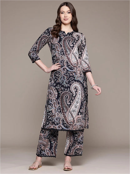 Black Pure Soft Rayon Cotton Printed Salwar Suit