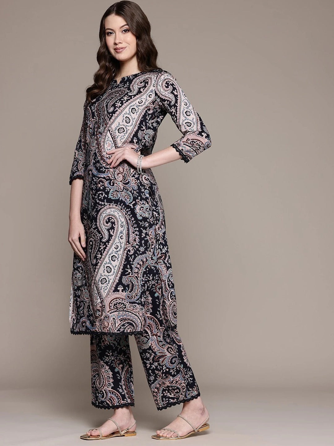 Black Pure Soft Rayon Cotton Printed Salwar Suit