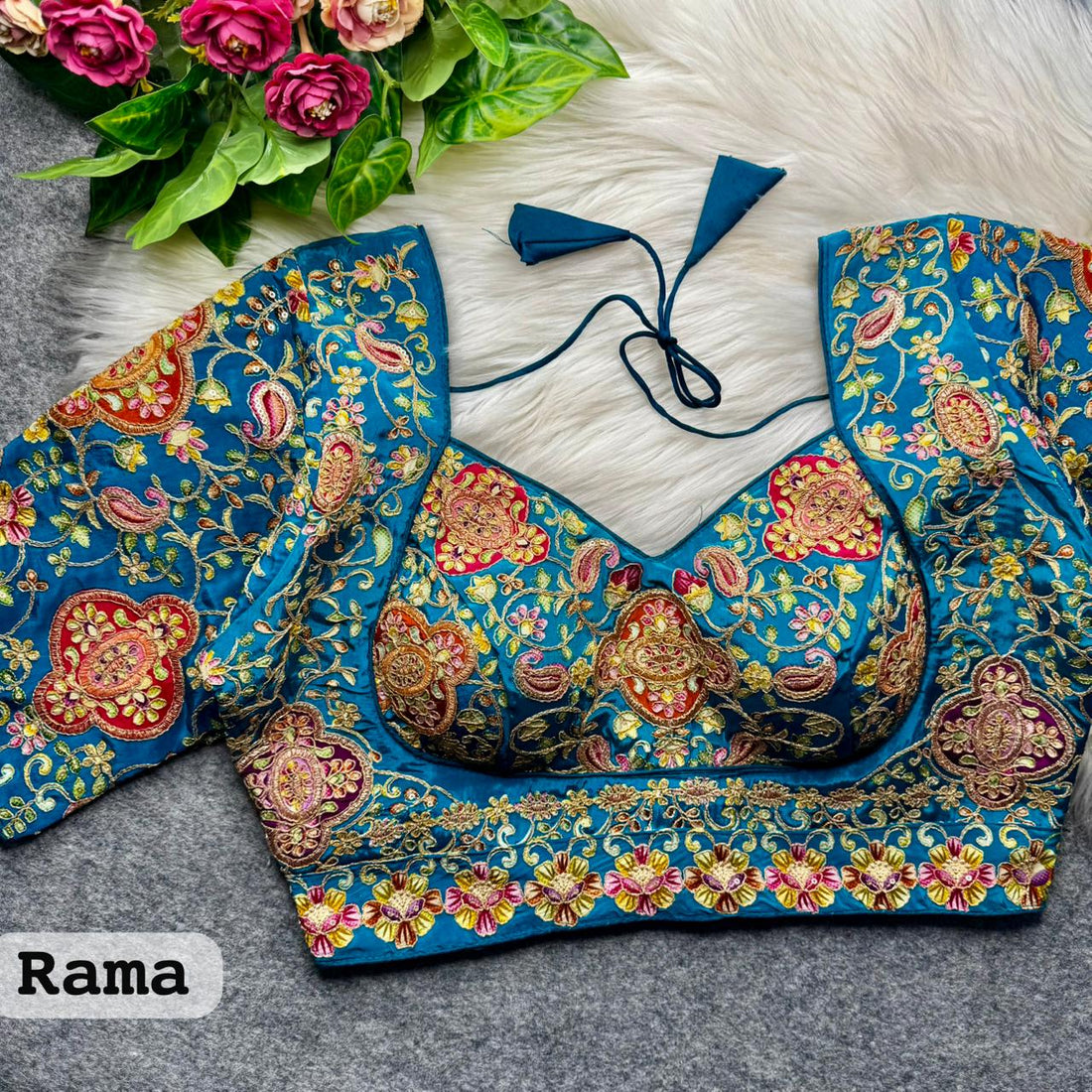 Rama Pure Heavy Natural Crape Madhubala Style Bridal Blouse