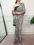 White Pure Soft Satin Silk Flower Printed Satin Saree