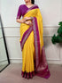Yellow Pure Mysore Crepe Zari Weaving Work Saree