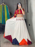 Multicolored Pure Rayon Cotton Plain Traingle Kali Navratri Lehenga Choli
