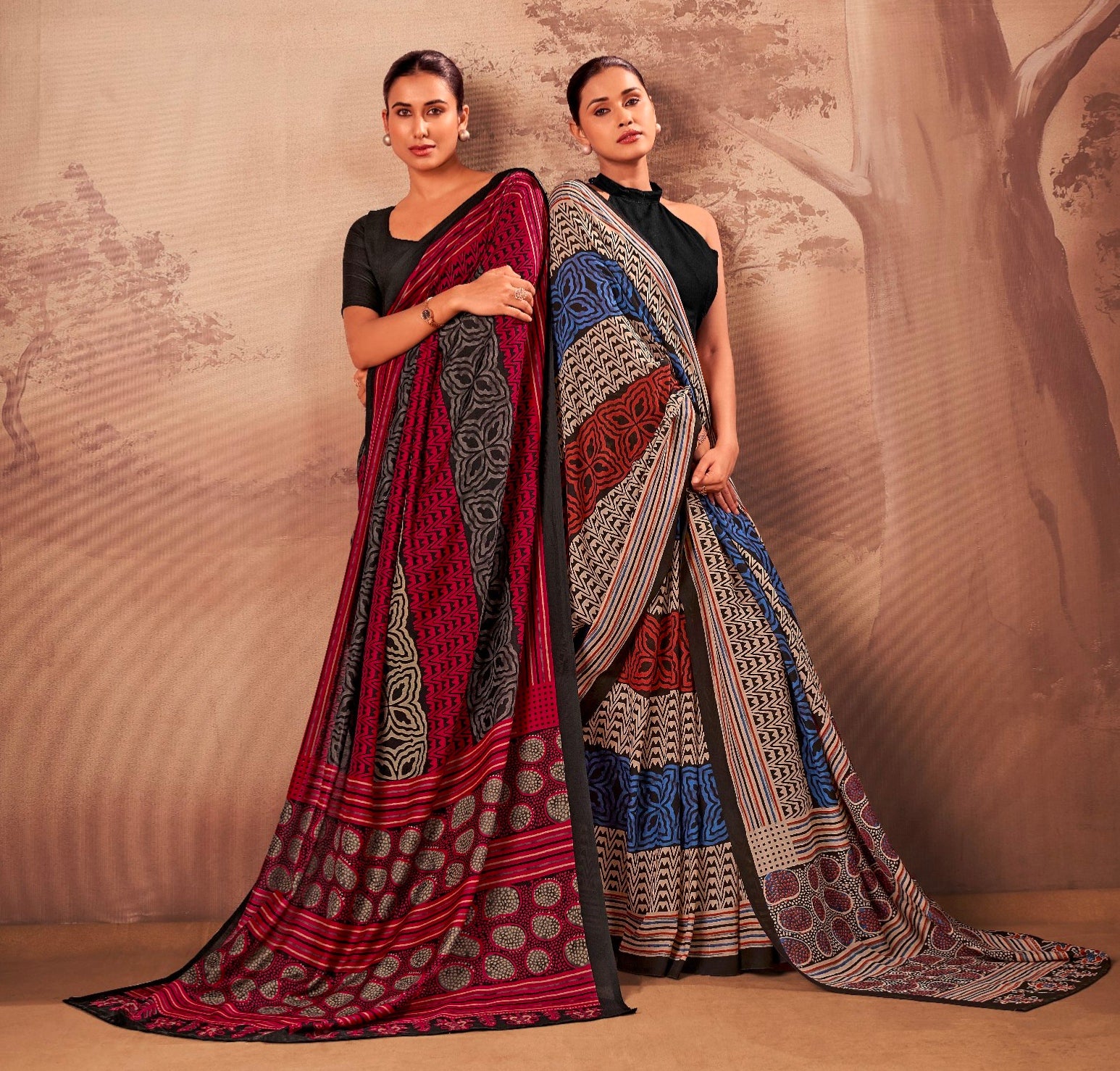 Black Soft Poly Mal Mal Cotton Floral Printed Cotton Saree