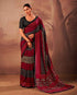 Red Soft Poly Mal Mal Cotton Floral Printed Cotton Saree
