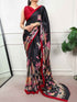 Red Pure Satin Silk Kalamkari Print Satin Saree