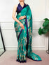 Firozi Pure Satin Silk Kalamkari Print Satin Saree