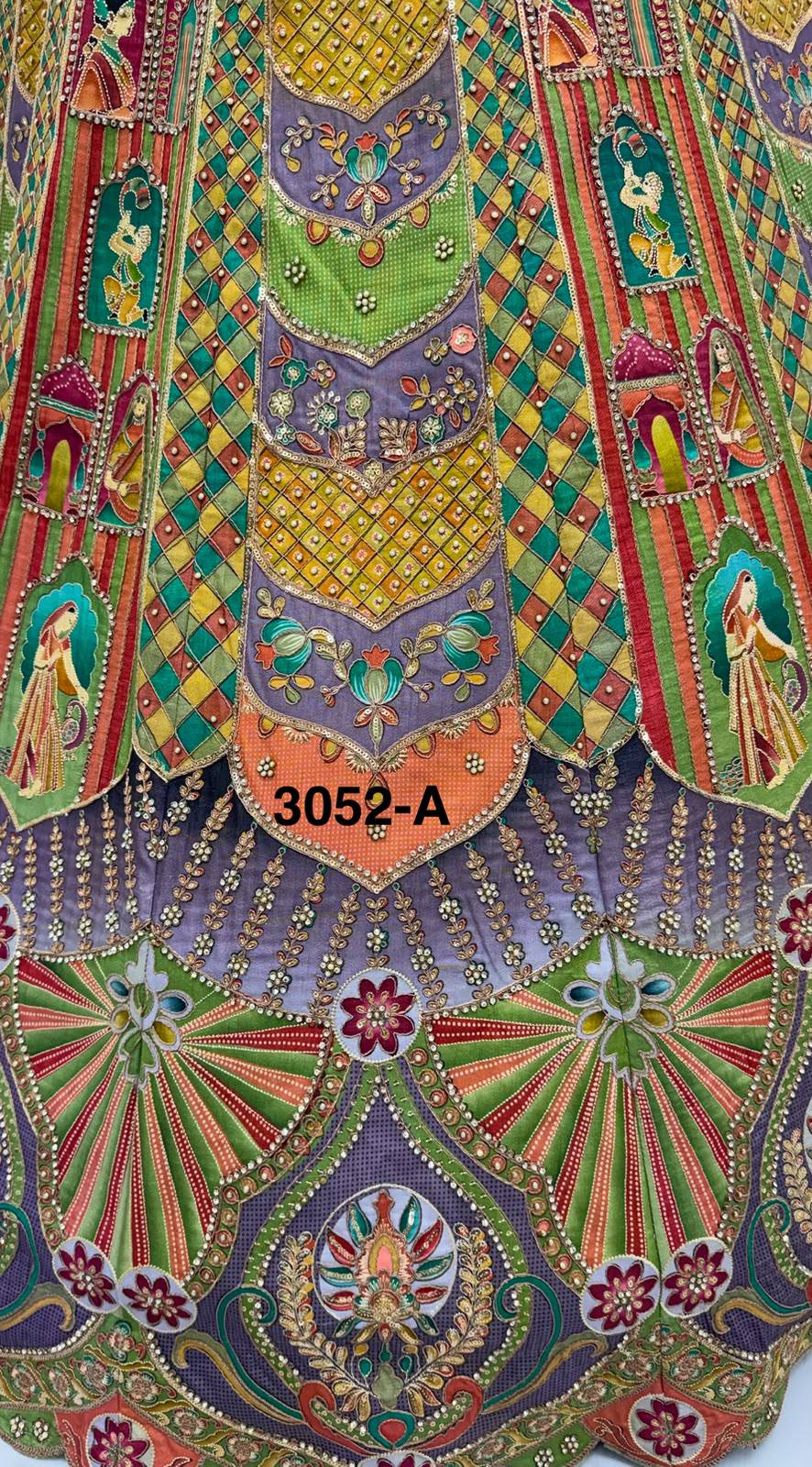 Multi Colour Pure Slub Silk Premium Dori Embroidery Sequins &amp; Diamond Work Bridal Lehenga Choli