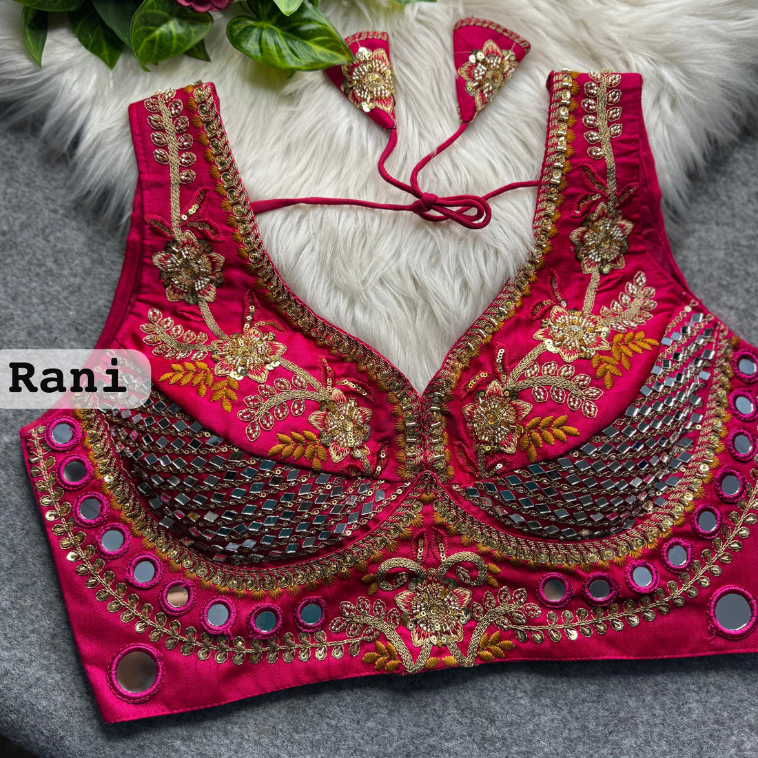 Rani Pure Heavy Real Mirror Thread &amp; Kaudi Wok Bridal Blouse