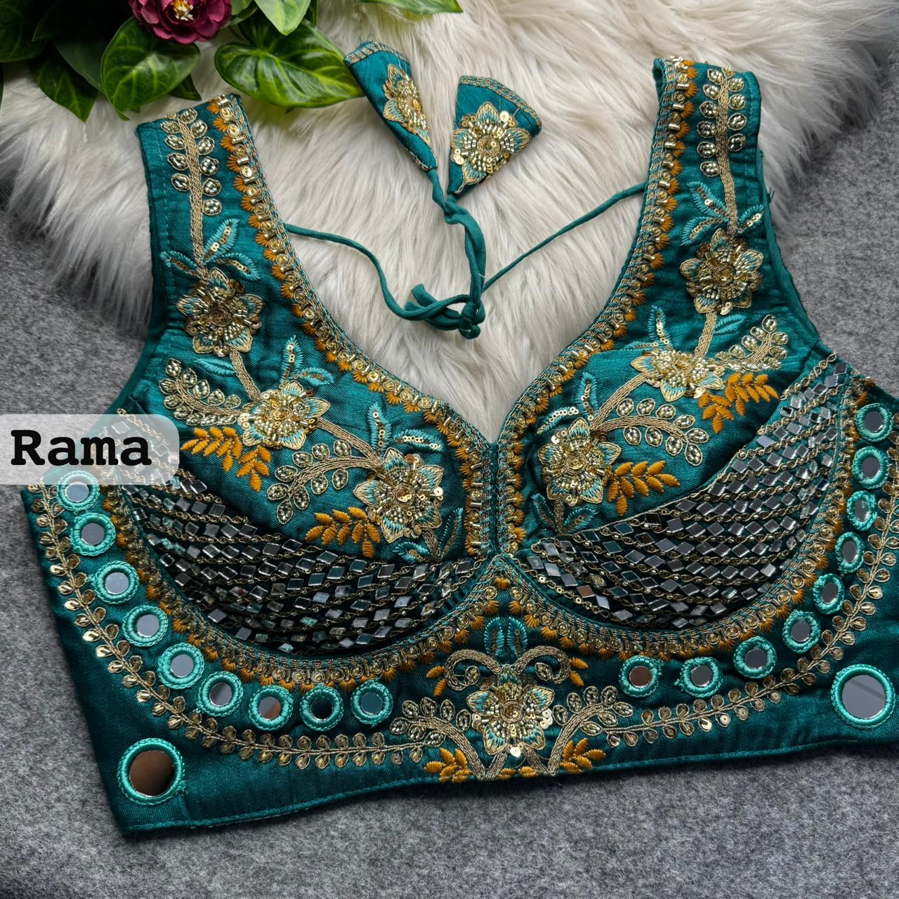 Rama Pure Heavy Real Mirror Thread &amp; Kaudi Wok Bridal Blouse