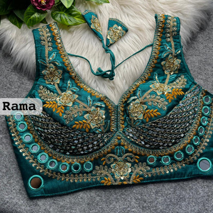 Rama Pure Heavy Real Mirror Thread &amp; Kaudi Wok Bridal Blouse